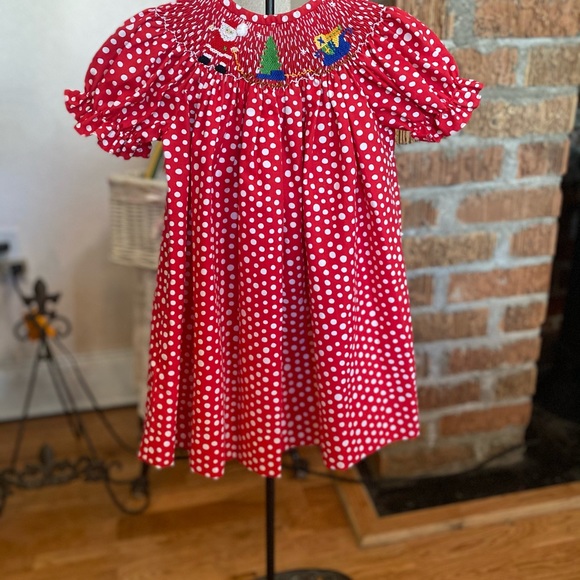 Be Mine Smocked Infant Girls Christmas Dress size 12 months - Picture 8 of 11